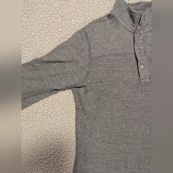 Reigning Champ Mélange Loopback 1/2 Half-Placket Snap Button Heathered Grey M - Picture 7 of 14